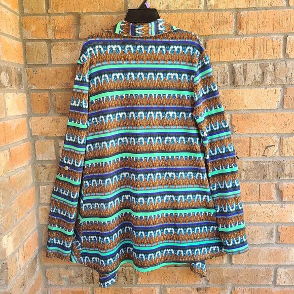 CIA MARITIMA Womens Top Blouse Popover Long Sleeves Roll Tab Size L - Picture 14 of 16